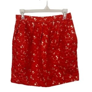 NWOT Lauren Moffatt x Anthropologie Woman’s Skirt Crimson Red Metallic Gold